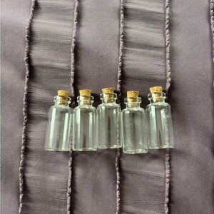 Set of 5 Clear Glass Bottles with Cork Stoppers